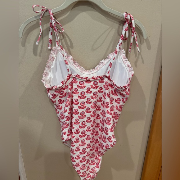 ROLLER RABBIT x TARGET One Piece Swim Suit Red Floral Tie-Shoulder Ruffle NWT - Picture 5 of 8